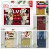 Elvis Presley 2026 desk calendar in red vintage collage style, featuring musical notes, records, and nostalgic photos of Elvis with a promotional sale badge!