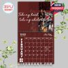 Elvis Presley February calendar with quote from “Can’t Help Falling in Love”, featuring maroon background and love-inspired visuals!
