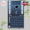 Elvis Presley March calendar with serious theme in navy blue, quoting “Suspicious Minds” and spotlighting a thoughtful performance stance!