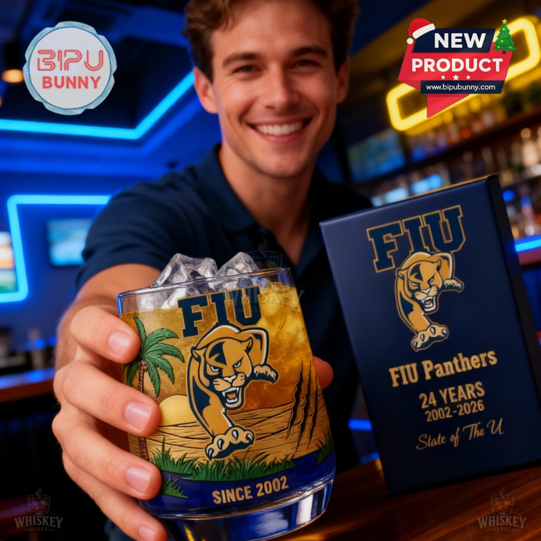 FIU Panthers 24th Anniversary Whiskey Glass FIU Panthers 24th Anniversary Whiskey Glass