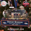 Denver Broncos stadium ornament celebrating the 65th anniversary of the team, decorated with Christmas elements.
