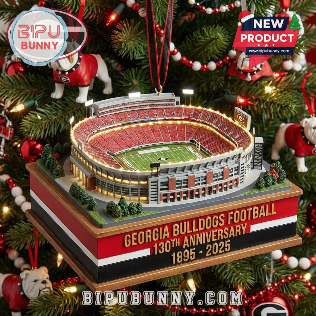 Georgia Bulldogs Football 130th Anniversary Stadium Ornament Georgia Bulldogs Football 130th Anniversary Stadium Ornament