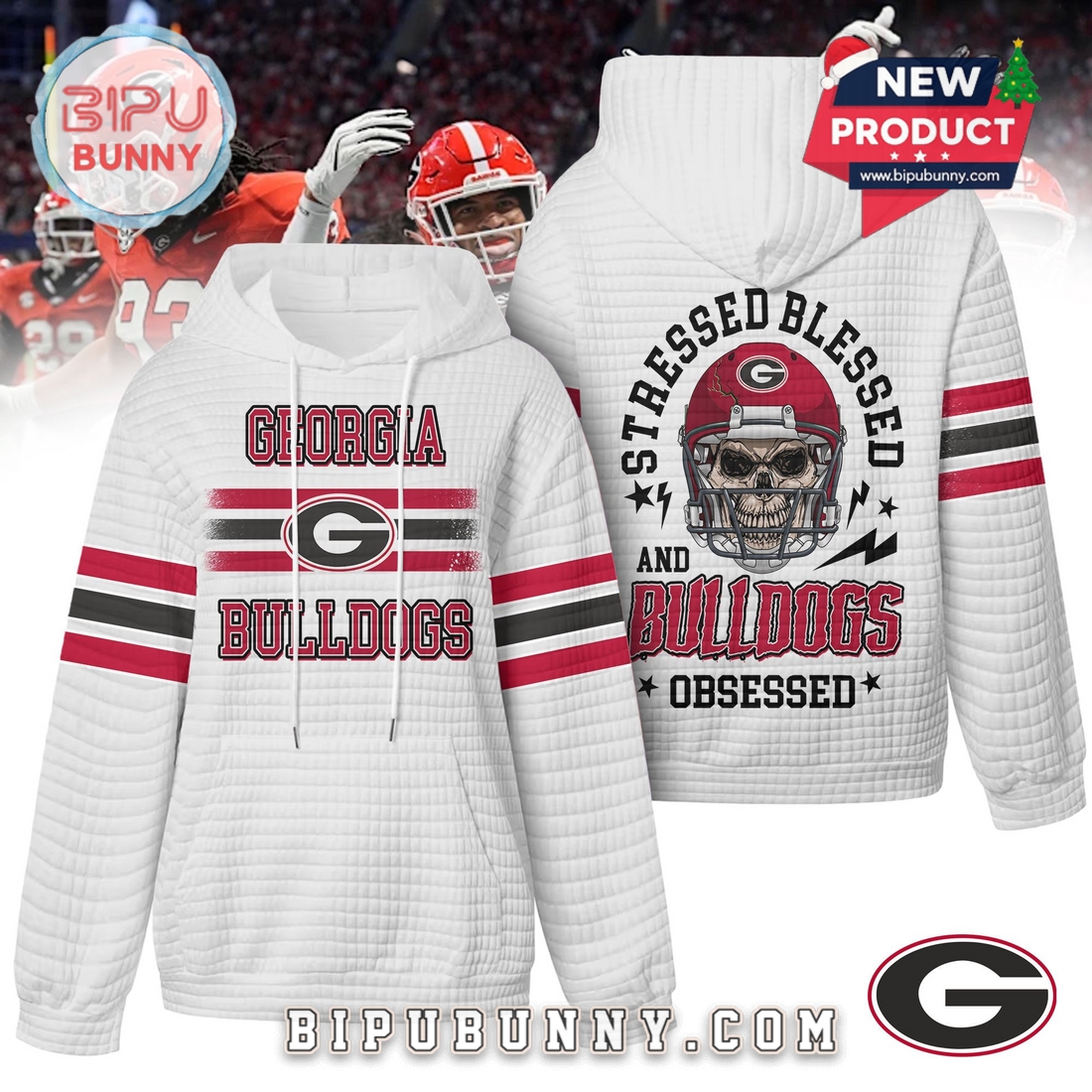 Georgia Bulldogs NCAA Obsessed Waffle Hoodie Georgia Bulldogs NCAA Obsessed Waffle Hoodie