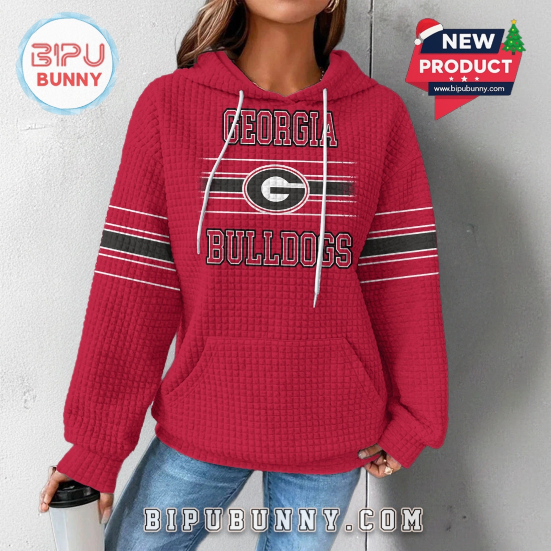 Georgia Bulldogs NCAA Obsessed Waffle Hoodie Georgia Bulldogs NCAA Obsessed Waffle Hoodie