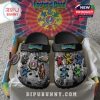 Side view of Grateful Dead Crocs with vibrant graphics including dancing bears and a psychedelic van.