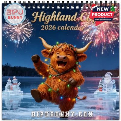 Highland Cow Charming Holiday Wall Calendar 2026