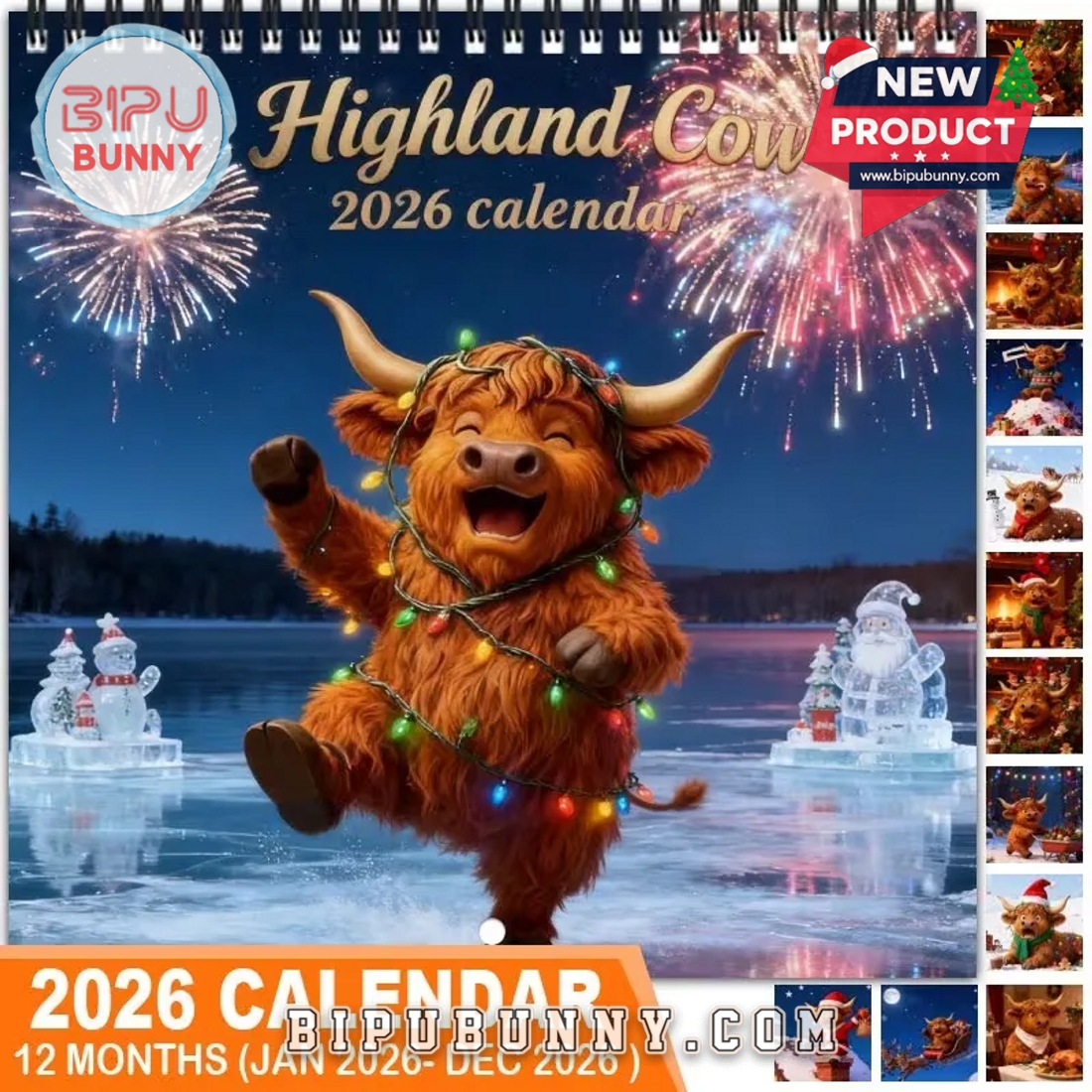 Highland Cow Charming Holiday Wall Calendar 2026 Highland Cow Charming Holiday Wall Calendar 2026
