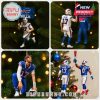 Buffalo Bills Christmas ornaments featuring Josh Allen in different poses with the team's flag, football, and mascot for festive cheer.
