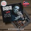 Cover of a 2026 wall calendar combining famous horror movie characters with cuddly cats in a humorous and artistic presentation!