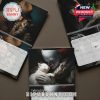 February and March 2026 calendar pages with horror icons gently holding sleeping cats in eerie, touching scenes!
