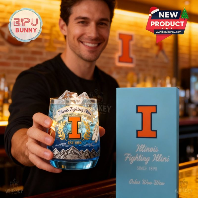 Illinois Fighting Illini Whiskey Glass