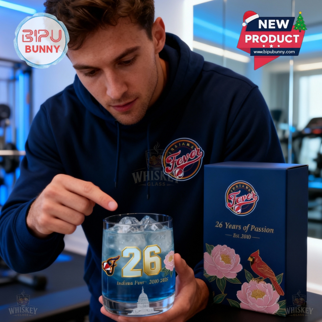 Indiana Fever 26th Anniversary Whiskey Glass Indiana Fever 26th Anniversary Whiskey Glass