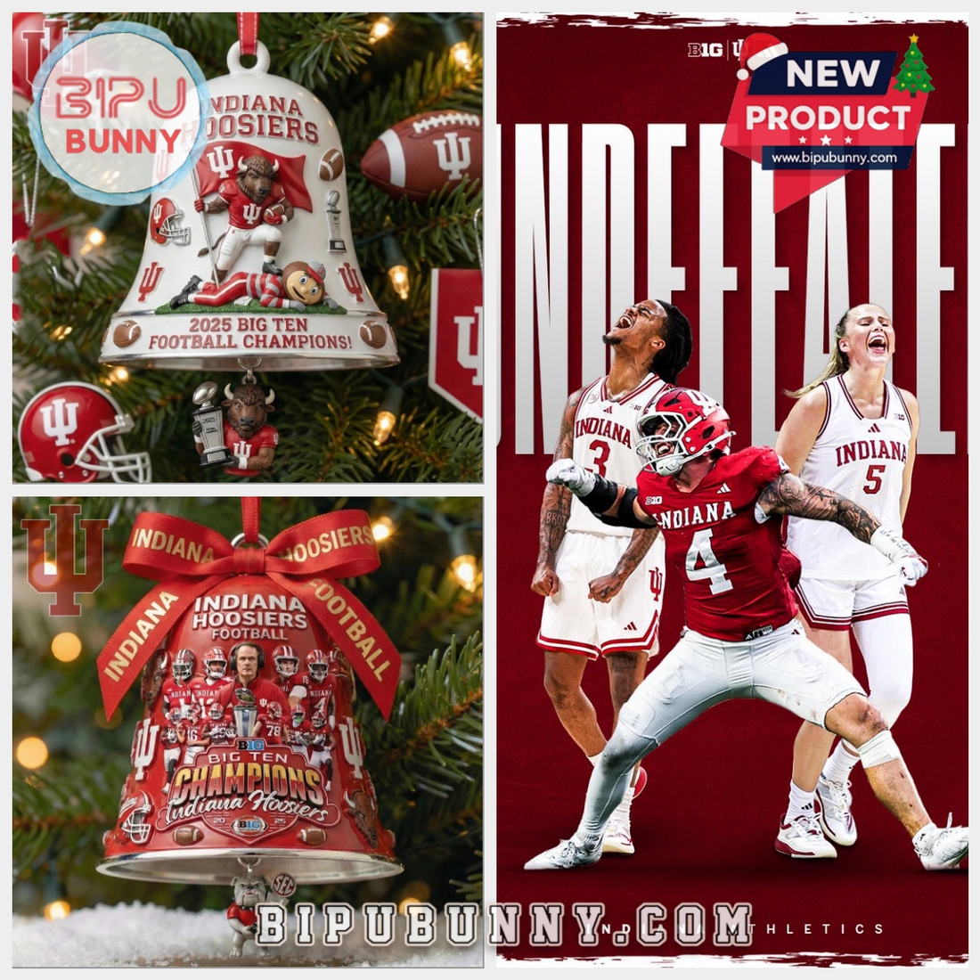 Indiana Hoosiers Big Ten Champions Bell Ornament Indiana Hoosiers Big Ten Champions Bell Ornament