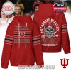Red hoodie with Indiana Hoosiers logo on front and skull helmet fan slogan design on back!