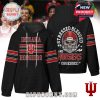 Black hoodie with Indiana Hoosiers logo on front and skull helmet illustration with “Stressed Blessed and Hoosiers Obsessed” text on back!