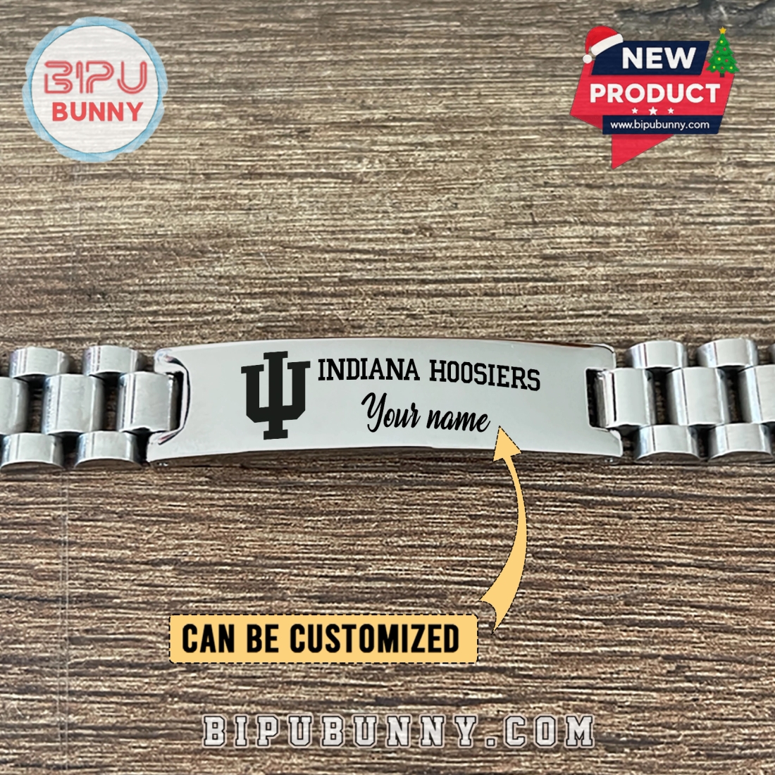 Indiana Hoosiers Personalized Silver Bracelet Indiana Hoosiers Personalized Silver Bracelet