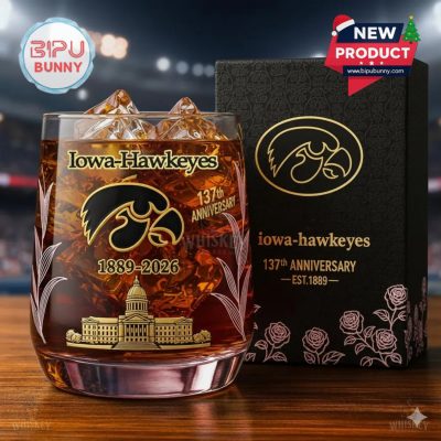 Iowa Hawkeyes 137th Anniversary Whiskey Glass