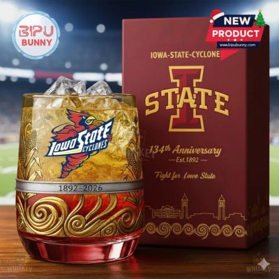 Iowa State Cyclones 134th Anniversary Whiskey Glass