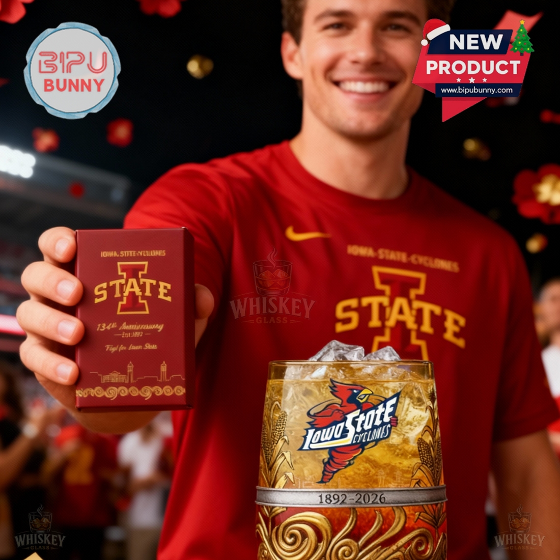 Iowa State Cyclones 134th Anniversary Whiskey Glass Iowa State Cyclones 134th Anniversary Whiskey Glass