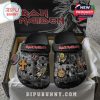 Bold Iron Maiden Crocs featuring vibrant charms and heavy metal-inspired graphics.