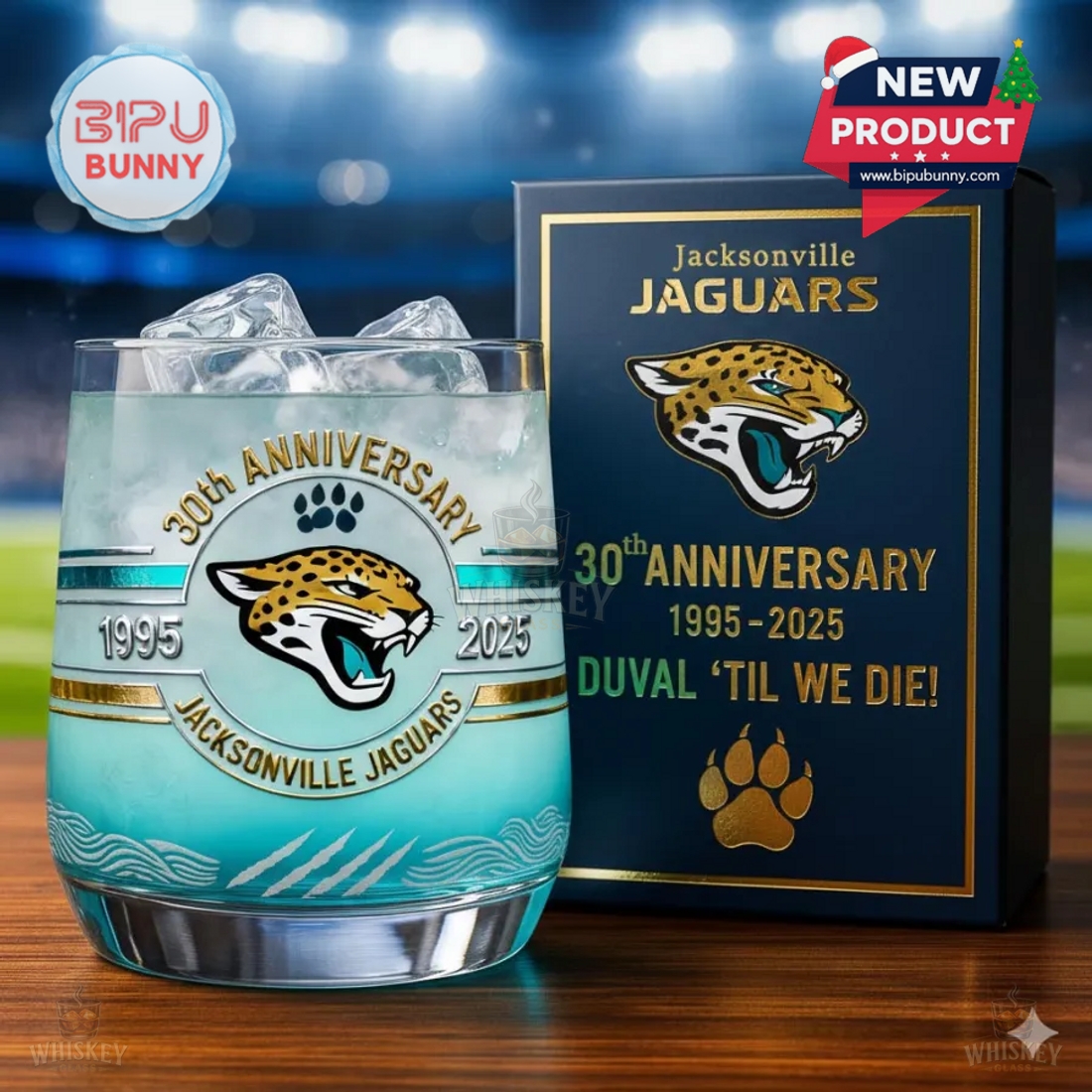 Jacksonville Jaguars 30th Anniversary Whiskey Glass Jacksonville Jaguars 30th Anniversary Whiskey Glass