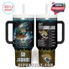 Jacksonville Jaguars fan tumbler with high-impact art on one side and a whimsical checklist of drink options and “champion energy” label on the back.