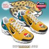 Yellow and teal Jaguars Christmas-themed sneakers with Santa logo and name personalization!