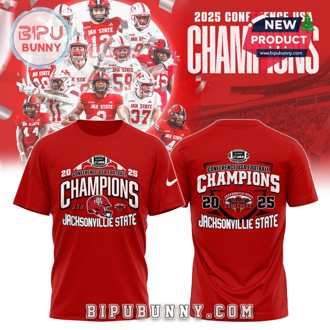 Jacksonville State Gamecocks 2025 Football Champions Hoodie Jacksonville State Gamecocks 2025 Football Champions Hoodie