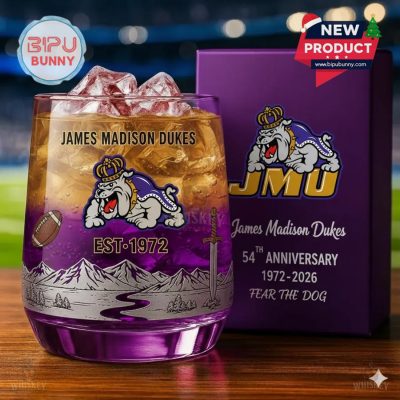James Madison Dukes Football 54th Anniversary Whiskey Glass