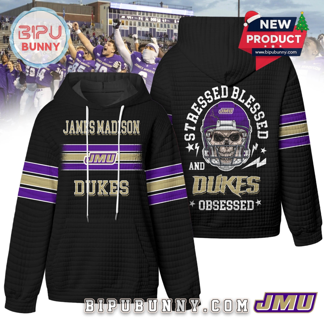James Madison Dukes NCAA Obsessed Waffle Hoodie James Madison Dukes NCAA Obsessed Waffle Hoodie