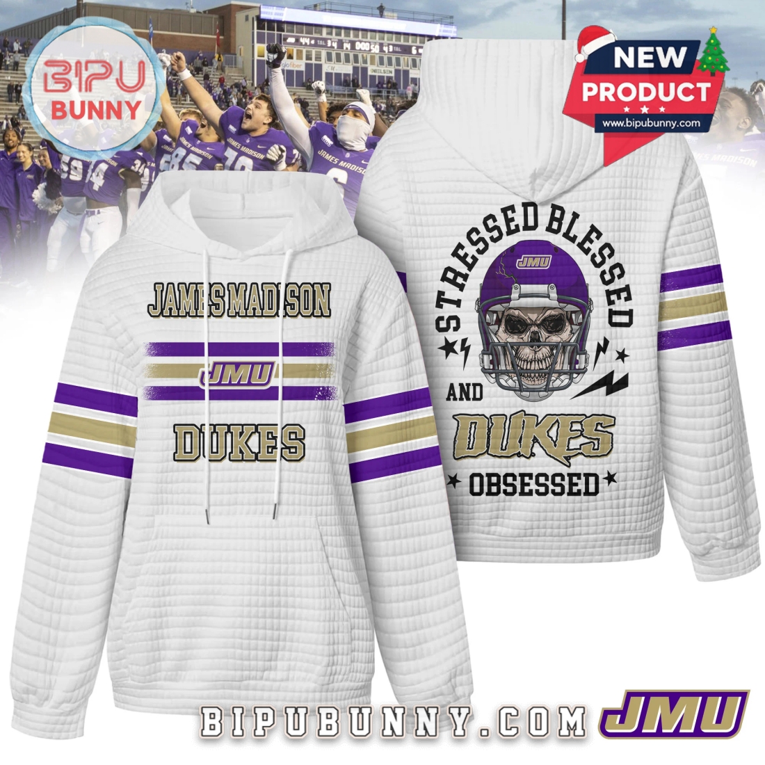 James Madison Dukes NCAA Obsessed Waffle Hoodie James Madison Dukes NCAA Obsessed Waffle Hoodie