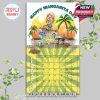 February 2026 calendar page showing tropical cartoon art of Jimmy Buffett on Margarita Day with bright yellow layout!