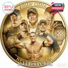 Commemorative coin featuring six eras of John Cena, styled similarly to the first design, showcasing WWE belts, signature poses, and legacy years 2002 to 2025!