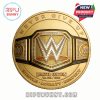 Back of the John Cena commemorative coin displaying a WWE Championship belt design and text such as 