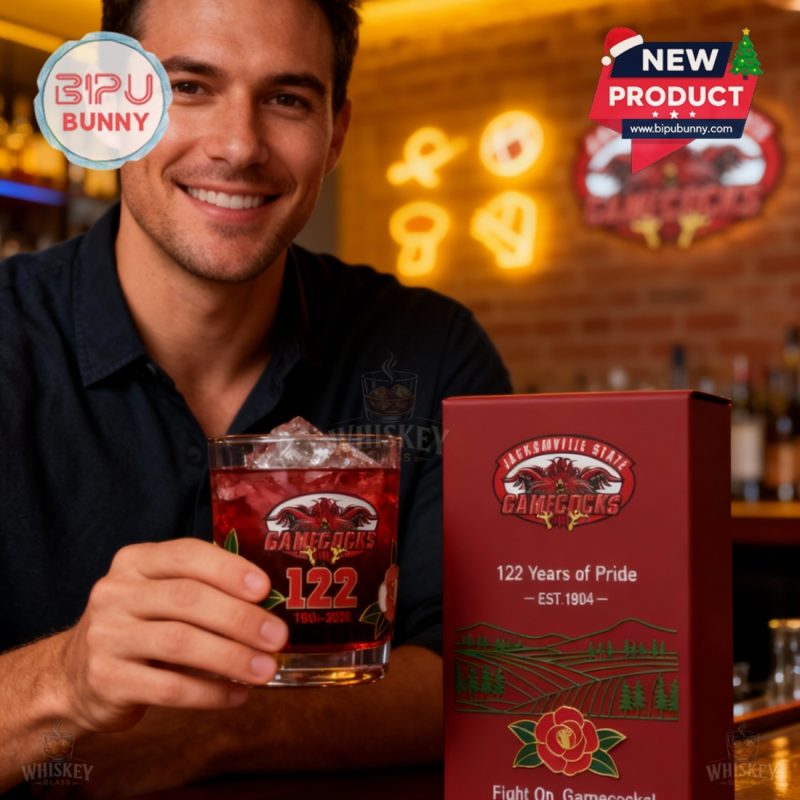 JSU Gamecocks 122nd Anniversary Whiskey Glass JSU Gamecocks 122nd Anniversary Whiskey Glass