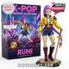 Brick figure Rumi Style Three from Kpop Demon Hunters with sword pose purple hair and collector edition box!