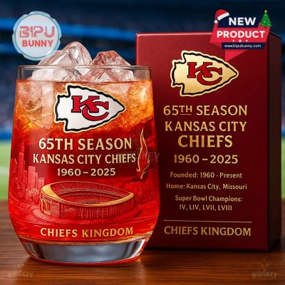 Kansas City Chiefs 65th Season Anniversary Whiskey Glass