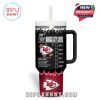 Kansas City Chiefs tumbler back, featuring checklist icons and humorous motivational text for sports lovers.