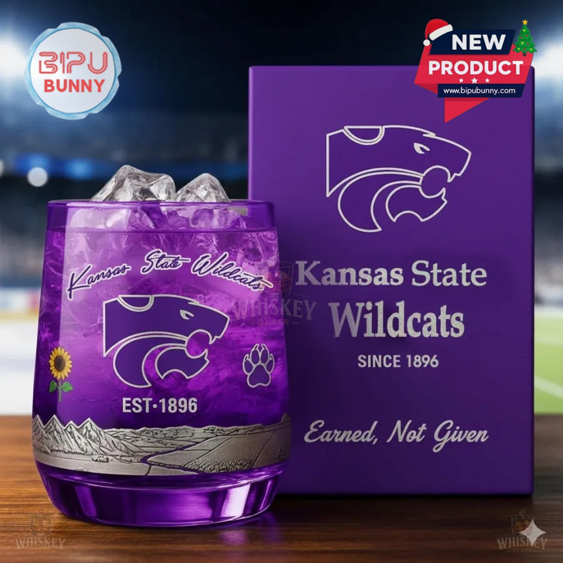 Kansas State Wildcats Whiskey Glass Kansas State Wildcats Whiskey Glass