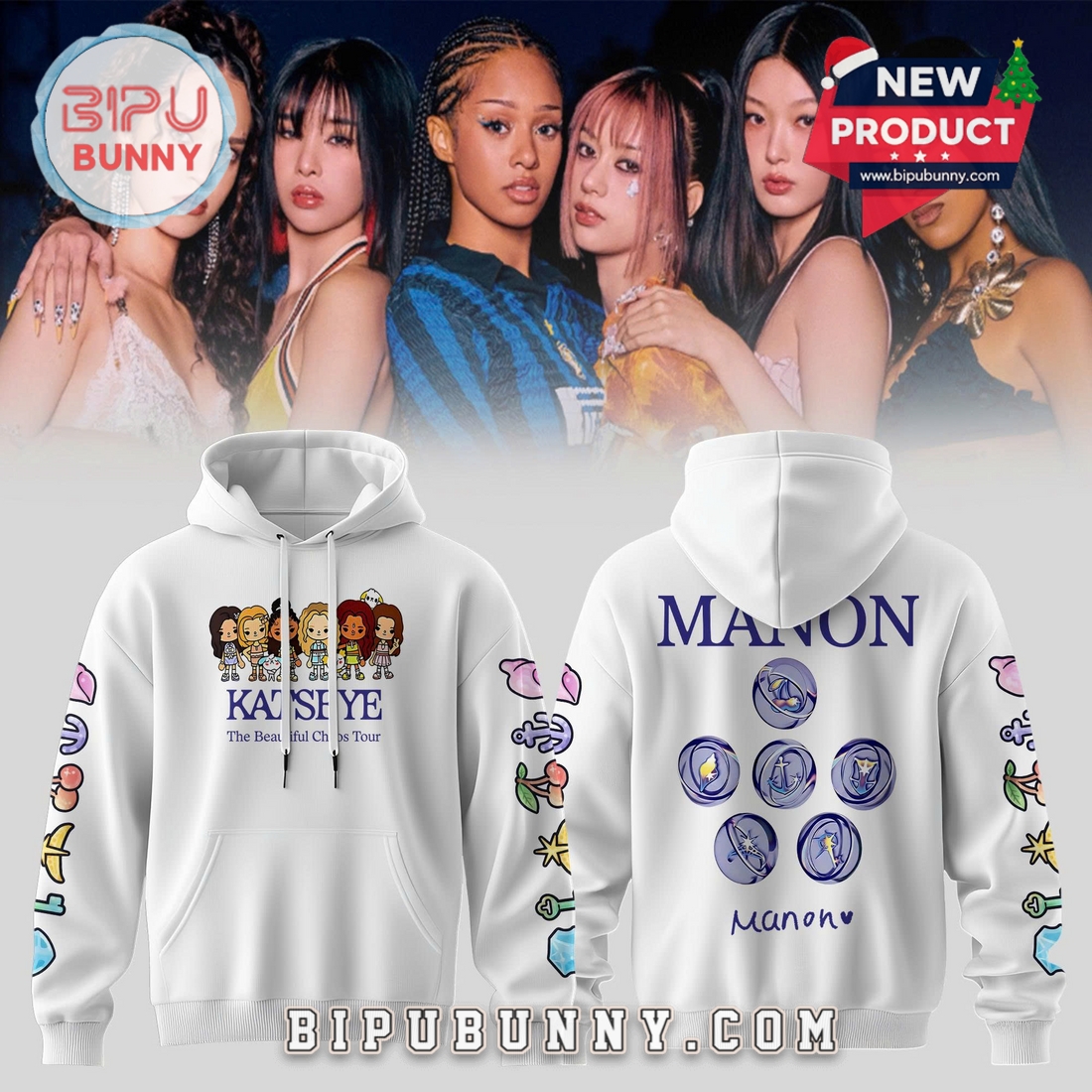 Katseye Manon Bannerman Beautiful Chaos Tour White Hoodie Katseye Manon Bannerman Beautiful Chaos Tour White Hoodie