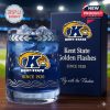 Kent State Golden Flashes whiskey glass with blue color team logo and premium presentation box!