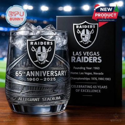 Las Vegas Raiders 65th Anniversary Whiskey Glass