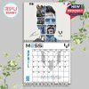 April 2026 calendar showcasing a modern collage design of Lionel Messi's close-up face and action photos, celebrating his football legacy with a clean white background and official branding!