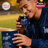 Dodgers baseball glass with stadium design and a gift box that reads World Champions 2020.!