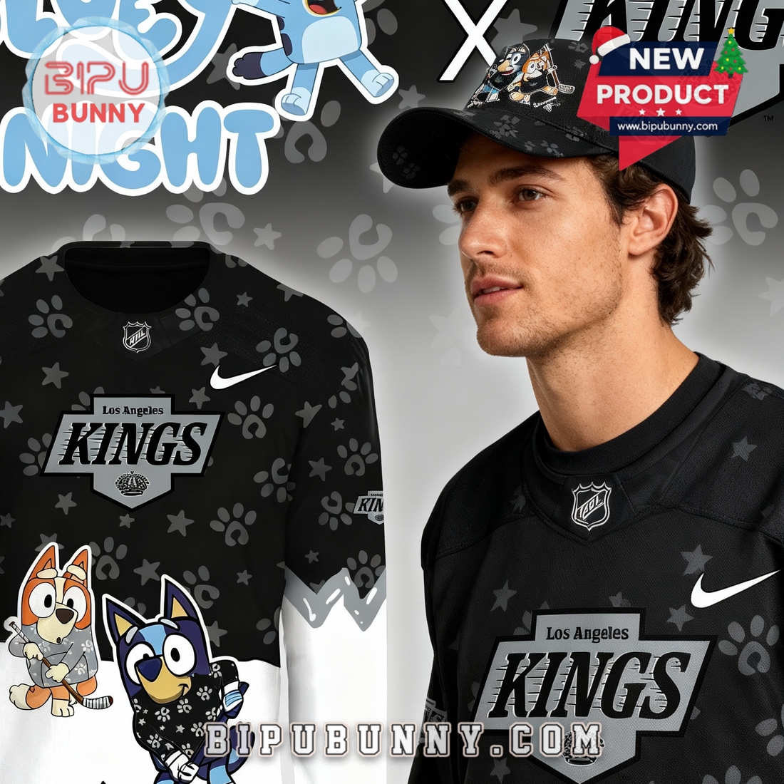 Los Angeles Kings NHL Bluey Night Limited Hockey Jersey Los Angeles Kings NHL Bluey Night Limited Hockey Jersey