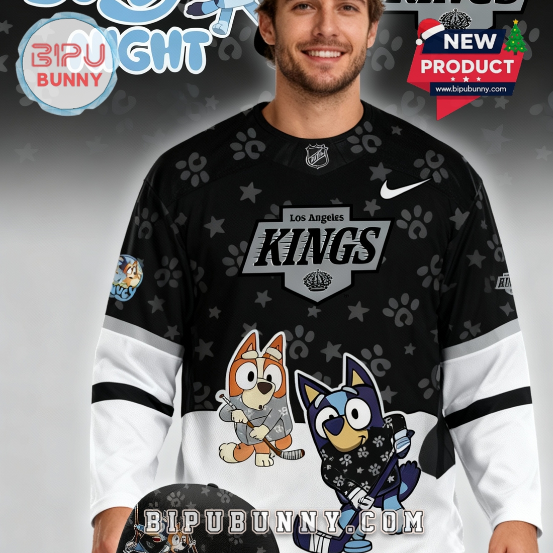 Los Angeles Kings NHL Bluey Night Limited Hockey Jersey Los Angeles Kings NHL Bluey Night Limited Hockey Jersey