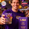 Game day celebration captured with an excited fan holding the LSU Tigers glass front and center, honoring the 2025 title win!