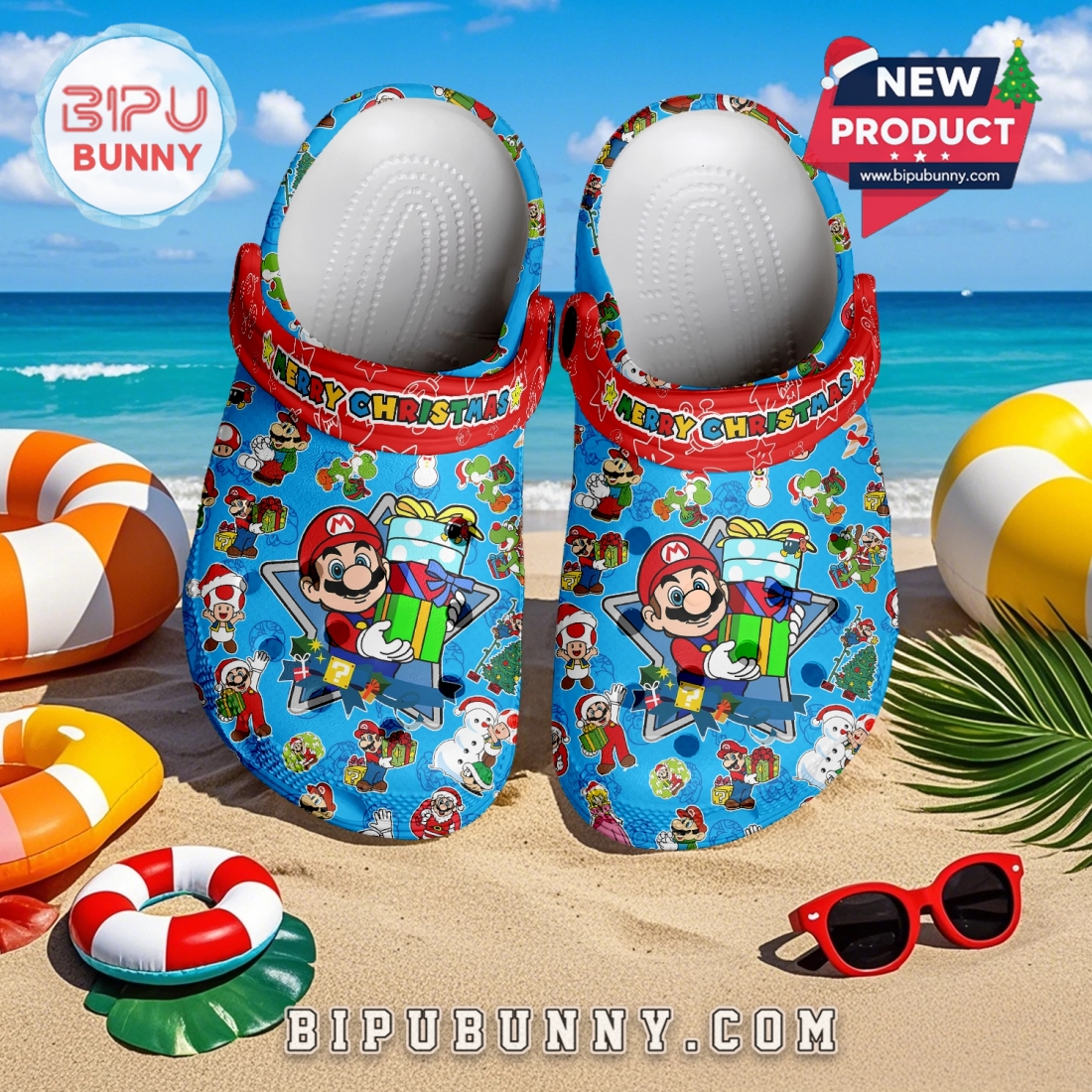 Mario x Christmas Crocs Crocband Clogs Shoes Mario x Christmas Crocs Crocband Clogs Shoes