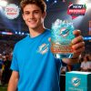 Miami Dolphins 60th Anniversary 1966-2026 glass with team logo and stadium design.!