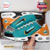 Boxed teal sneakers with Miami Dolphins holiday design and name customization feature!